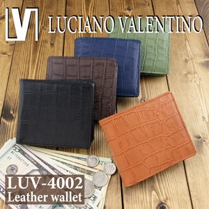 ★LUV-4002★クロコ型押 スタンダード 二つ折り財布  Luciano Valentino