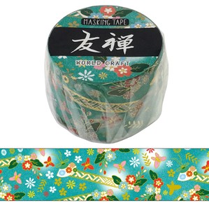 DECOLE Washi Tape Chiyogishi Yuzen Masking Tape Asagi Yuzen Japanese Pattern 30mm