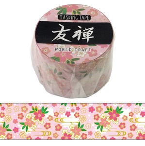 【友禅マスキングテープ30mm 桃】桜 雑貨 手帳 和柄 日本 千代紙 シール