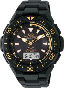 電波ソーラー腕時計アナログ表示 ウレタンバンド ゴールド×ブラック MD06-312 メンズ