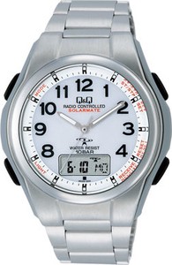 電波ソーラー腕時計アナログ表示 ブレスレットバンド ホワイト MD02-204 メンズ
