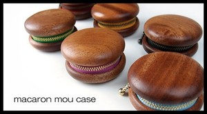 LIFE【日本製・木製雑貨】macaron mou case 木と革の小物入れ