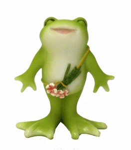 ミニ樹脂　ミルキー　蛙　両手広げ花束