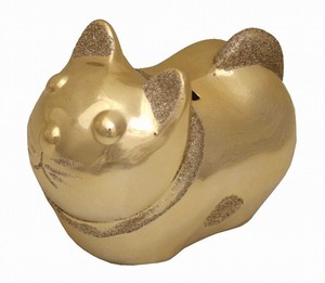 Object/Ornament Piggy Bank Gold Cat Pottery