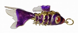 景泰藍 七宝 金魚　紫