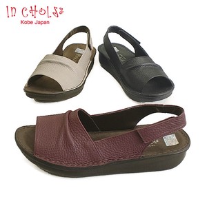 Sandals Shirring L Genuine Leather 3-colors
