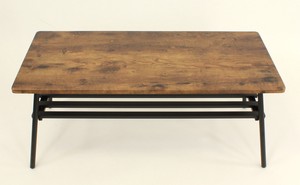 ローテーブル　折り脚のテーブル　棚付き、幅90cm高さ39cm、少し背の高い　レトロな小さな家具のシリーズ