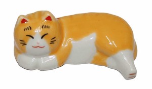 猫　箸置き　14　上品猫　黄