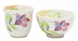 Mino Ware Gift Hana tsumi Rice Bowl Japanese Tea Cup Bellflower