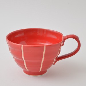 HASAMI Ware Soup Cup Red Tokusa Made in Japan