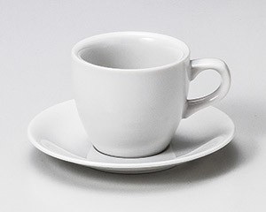 白厚口ホテルコーヒー碗と受皿【日本製　美濃焼】