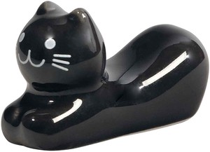 TANAKA HASHITEN Chopstick Rest Leisurely Black Cat 50 8 12 Comprehension 1