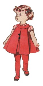 フランス製　木製ボタン　アトリエ ボヌール ドゥ ジュール 【赤いドレスの女の子】