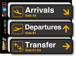 KK-001/ゲートサインステッカー/空港/Arrivals/Departures/Transfer