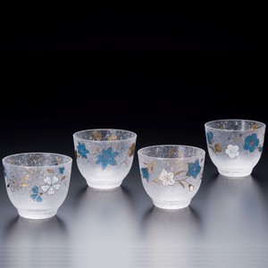《日本製》四季めぐり　青冷茶グラス4個セット【水】【ジュース】【フリーグラス】