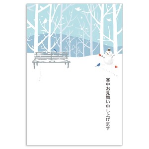 寒中はがき　雪山と雪だるま　3枚入り