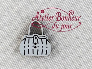 フランス製　木製ボタン　アトリエ ボヌール ドゥ ジュール 【グレーのハンドバッグ】