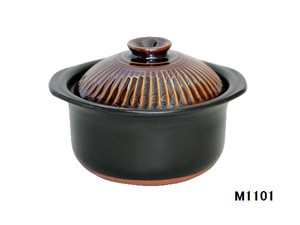 菊花（飴釉）　炊飯鍋　日本製