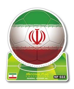 NF-033/イラン/サッカーボールステッカー/ ワールドカップ W杯 スポーツ観戦に！