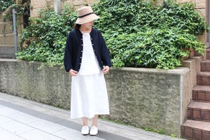 【2020年春夏定番】日本製 リネン大丸柄刺繍Aラインスカート№817342