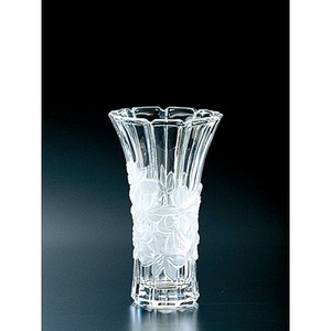 《日本製》蘭柄花器(小)【花瓶】【ガラス　かびん】【フラワーベース】