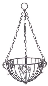 【寄せ植えハンギングバスケットに最適】アンティークワイヤー銀黒色吊かご