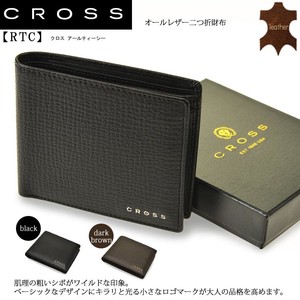 【CROSS】筆記具ブランド　クロス　RTC牛革二つ折り財布 (シボあり)