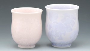 京烧・清水烧 日本茶杯 粉色 紫色