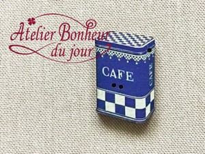 フランス製　木製ボタン　アトリエ ボヌール ドゥ ジュール 【カフェボックス・ブルー】