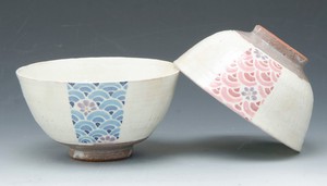 Kyo/Kiyomizu ware Rice Bowl Seigaiha