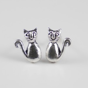 Pierced Earrings Silver Post sliver Cat