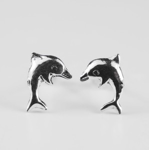Pierced Earrings Silver Post sliver Mini Dolphin