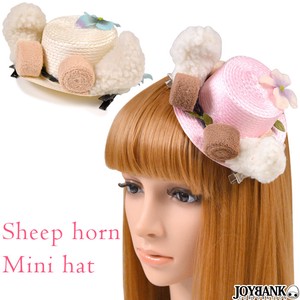羊の耳 ミニハット ストローハット 夏帽子 フラワー アニマル コスプレ 仮装