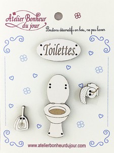 フランス製　木製ボタンセット　アトリエ ボヌール ドゥ ジュール 【トイレ】