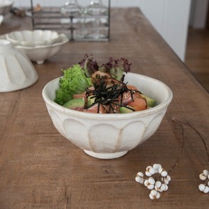 Mino ware Rinka Kohyo Donburi Bowl White Wedge 16cm Made in Japan