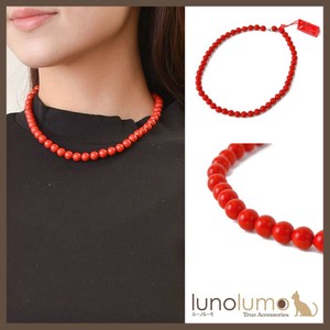 Spain Coral Red 8mm Luca Pearl Necklace Majolica Pearl