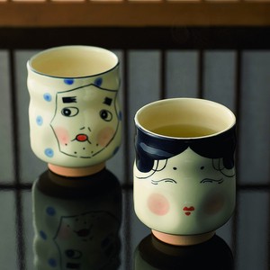 美浓烧 日本茶杯 火男 丑女假面 日本制造