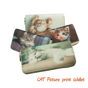 【かわいい猫】ピクチャープリント長財布　ラウンドファスナー　シングル