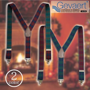 【GEVAERT】■サスペンダー■35mmY型オーバーチェック★ベルギーの老舗ゲバルト社★日本製