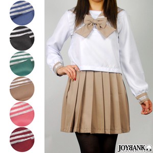 Smoky Color Sailor Suit Long Sleeve Cosplay Costume Student Women Event