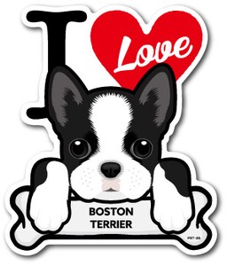 PET-025/BOSTON TERRIER/ボストン・テリア/DOG STICKER ドッグステッカー 車 犬 イラスト アイラブ ペット