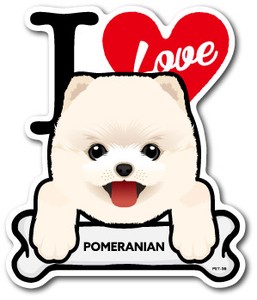 PET-039/POMERANIAN/ポメラニアン/DOG STICKER ドッグステッカー 車 犬 イラスト アイラブ ペット