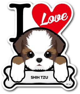 PET-043/SHIH TZU/シーズー/DOG STICKER ドッグステッカー 車 犬 イラスト アイラブ