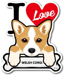 PET-044/WELSH CORGI/ウェルシュ・コーギ/DOG STICKER ドッグステッカー 車 犬 イラスト アイラブ