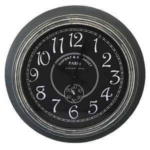 ウッドクロック　ブラック【送料無料：直送可】壁掛け時計・ アンティーク風・インテリア雑貨