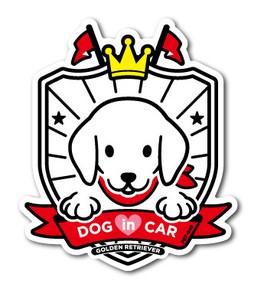 PET-049/DOG in CAR/ゴールデン・レトリーバー/DOG STICKER ドッグステッカー 車 犬 イラスト