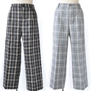 Full-Length Pant Waist Plaid Wide Pants Ladies 2-colors Autumn/Winter