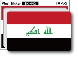 SK-442/国旗ステッカー イラク（IRAQ) 国旗100円ステッカー スーツケースステッカー