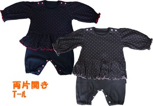 婴儿连身衣/连衣裙 荷叶边 长袖 宽版外套 圆点 日本制造