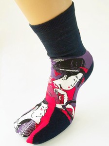 短袜 女士 系列 浮世绘 和风图案 Tabi 袜